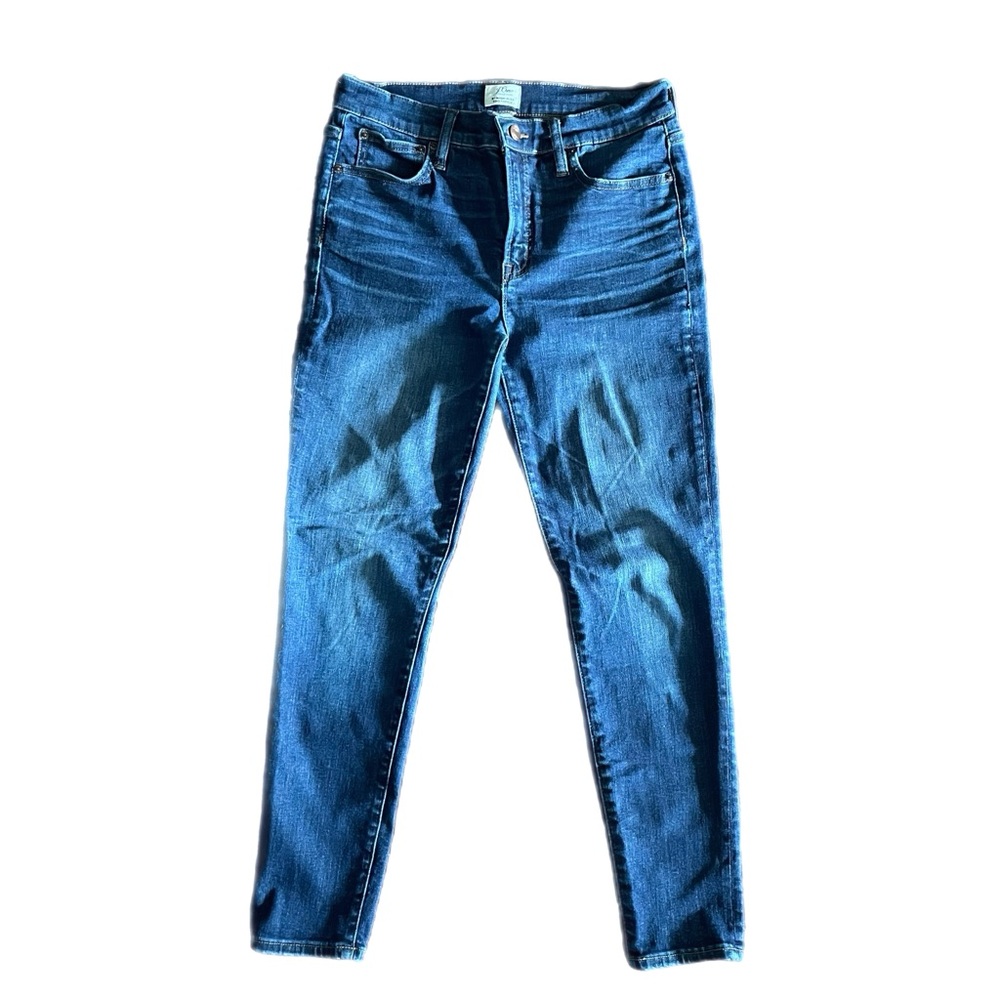 J. Crew 9” High-Rise Toothpick Dark Wash Skinny Jeans